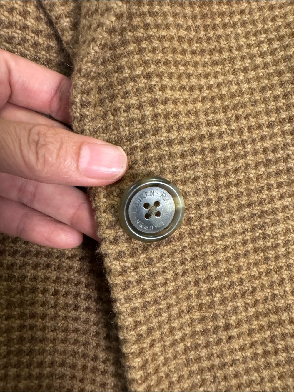 NWOT Lauren Ralph Lauren Brown RLL Crest Houndstooth Tweed Blazer Jacket size 2 - Picture 5 of 10